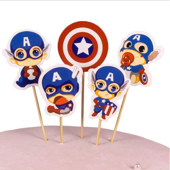 Trang Trí Bánh Sinh Nhật Bánh Kem - SET THẺ CẮM SIÊU NHÂN A, POW