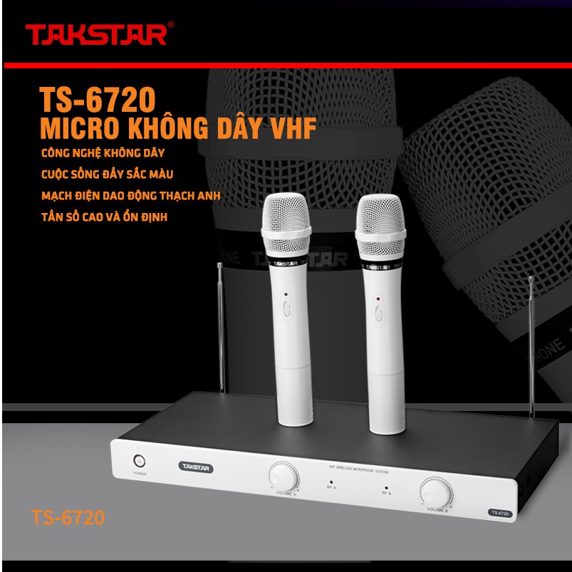 (FREESHIP) Mic không dây VHF Takstar 6720 đen/trắng bảo hành 24 tháng cao cấp đổi trả miễn phí 7 ngày uy tín người dùng