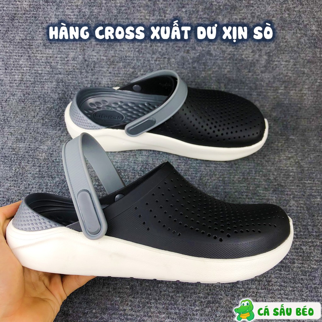 Dép Cross Literide Nam Nữ màu ĐEN đế xám, Hàng loại 1 full tag, full box hãng