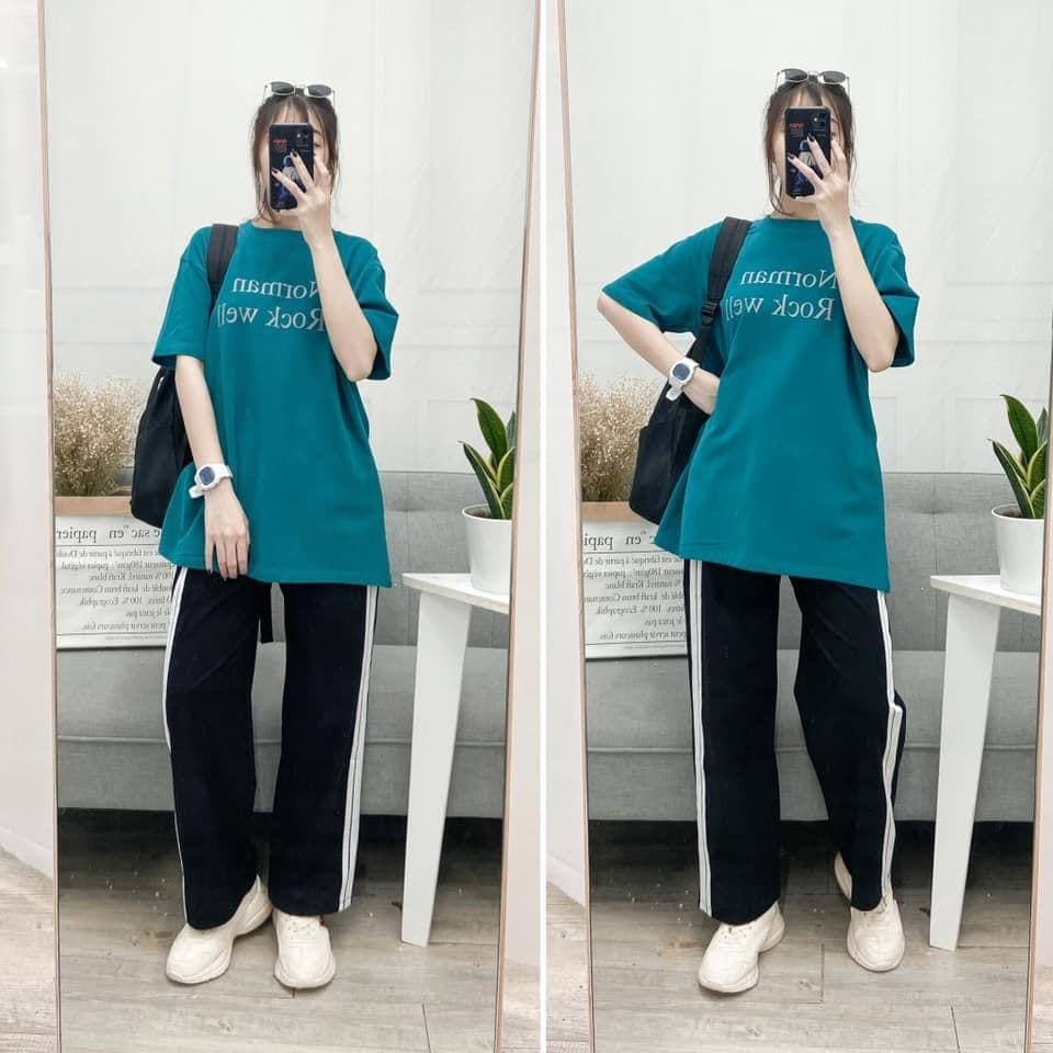 Quần ống rộng thể thao nữ  3 sọc 2 sọc Ulzzang Kyubi vải Umi ngoại lưng chun dây rút - Quần ba sọc Kyubi UMI11