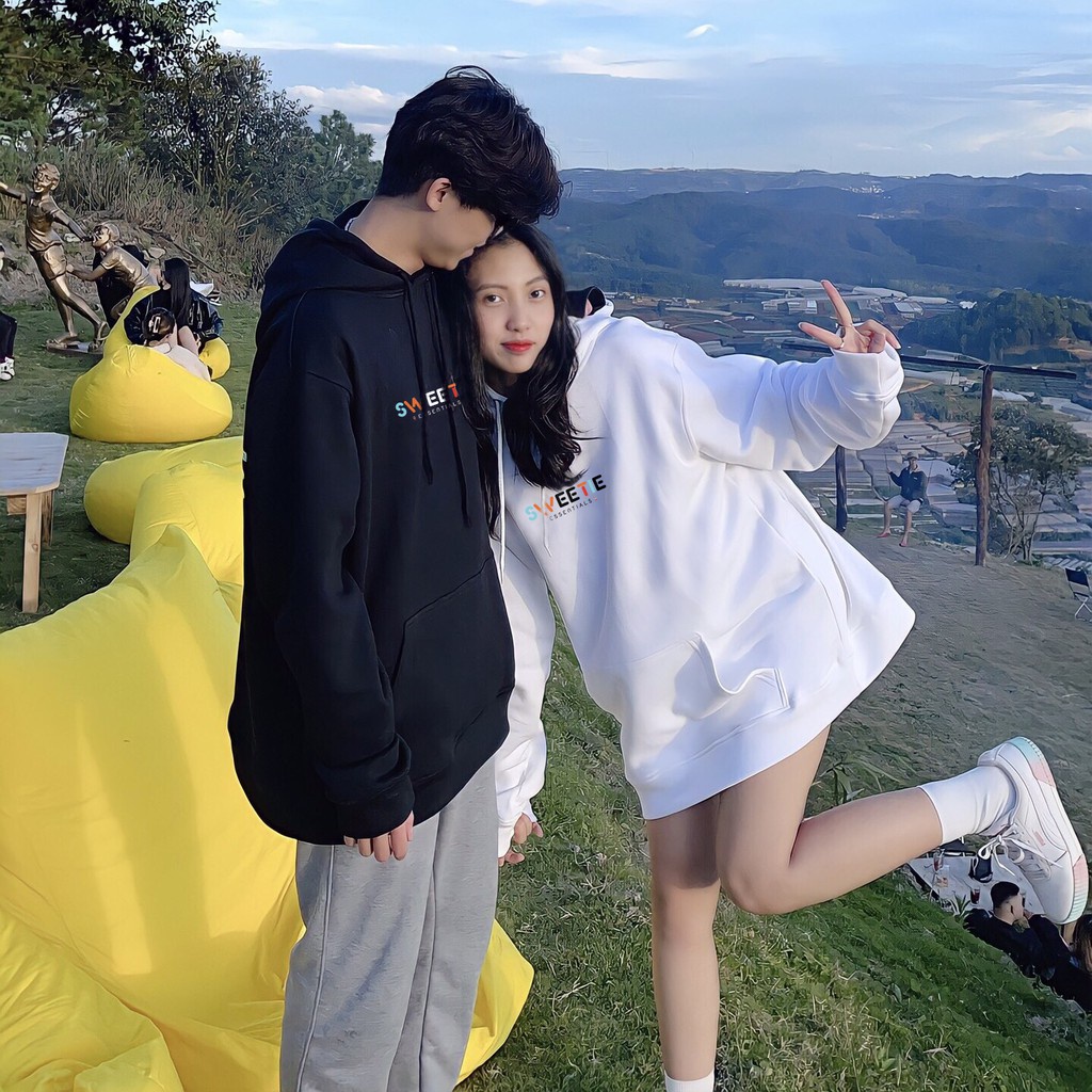 ÁO KHOÁC HOODIE SWEETIE DÀI TAY TRẮNG ĐEN SAIGONCOLOR