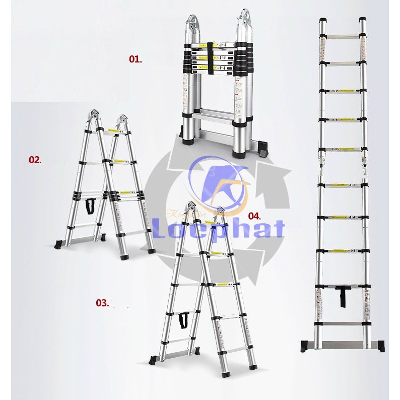 Thang nhôm rút chữ A Nikita công nghệ Nhật Bản cao 7,2m (AI72)