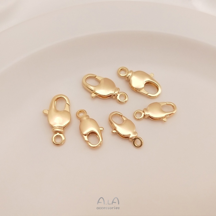 Khóa Kẹp Xoay Vòng Tay/Dây Chuyền Bằng Đồng 14K Màu Vàng Đồng Kiểu Hàn Quốc