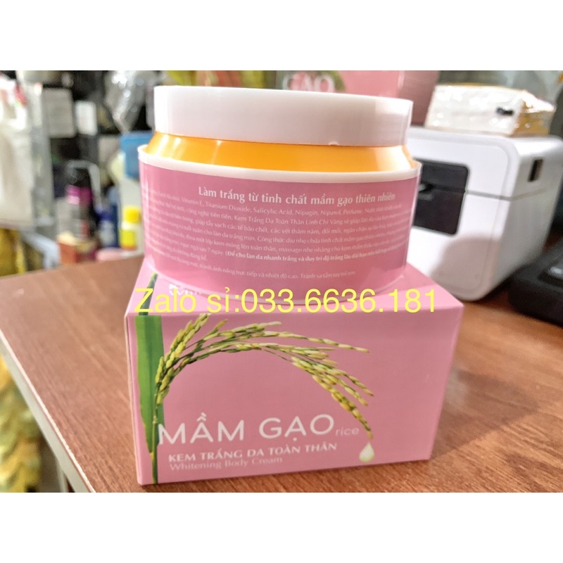 Kem dưỡng trắng da toàn thân Mầm gạo Linh chi vàng hủ 180g