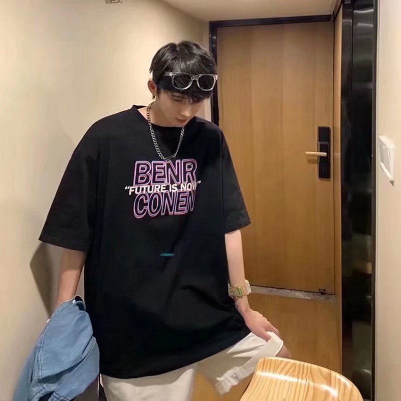 Áo Thun Tay Ngắn Dáng Rộng In Chữ Size M-8XL Phong Cách Hip Hop Thời Trang Mùa Hè Cho Nam