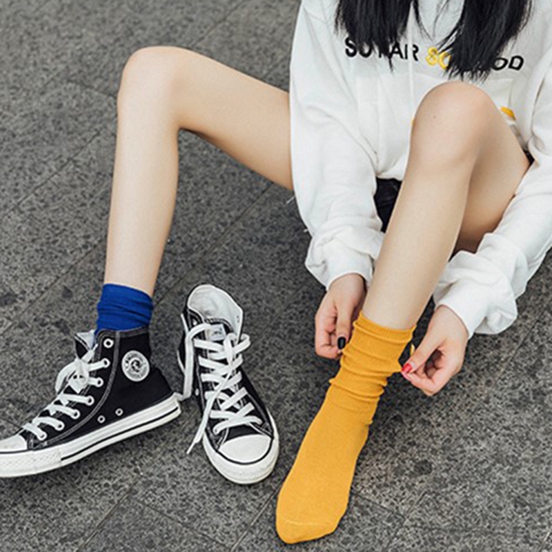 Tất Nữ Nhún Cổ Cao Phong Cách Vintage Hàn Quốc