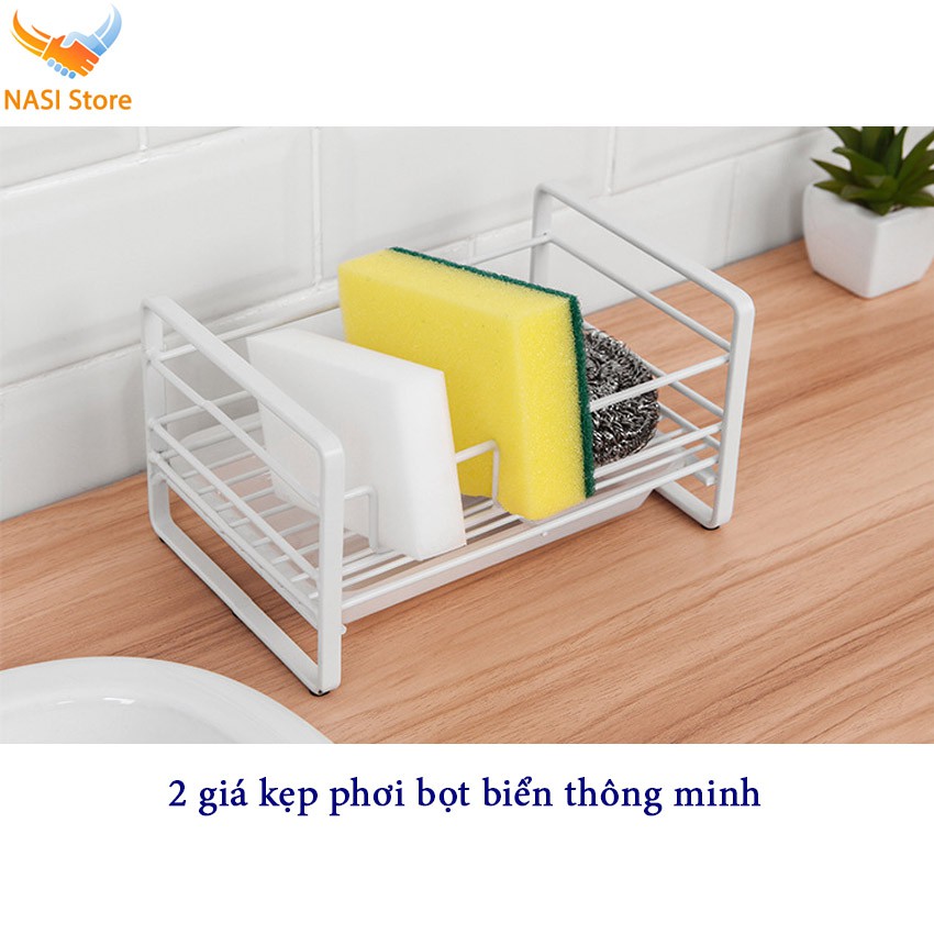 [Nhập Khẩu] Kệ nhà bếp đa năng đựng đồ dùng rửa chén, có khay hứng nước, giá phơi bọt biển, bằng thép dày sơn tĩnh điện | BigBuy360 - bigbuy360.vn