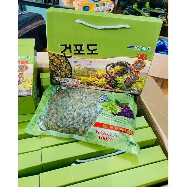 [HỘP QUÀ CAO CẤP] Nho xanh khô Hàn Quốc 1KG (tặng kèm HỘP QUÀ) | BigBuy360 - bigbuy360.vn