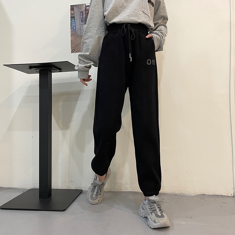 NRVP Quần jogger nữ dài lưng cao thời trang Hàn Quốc