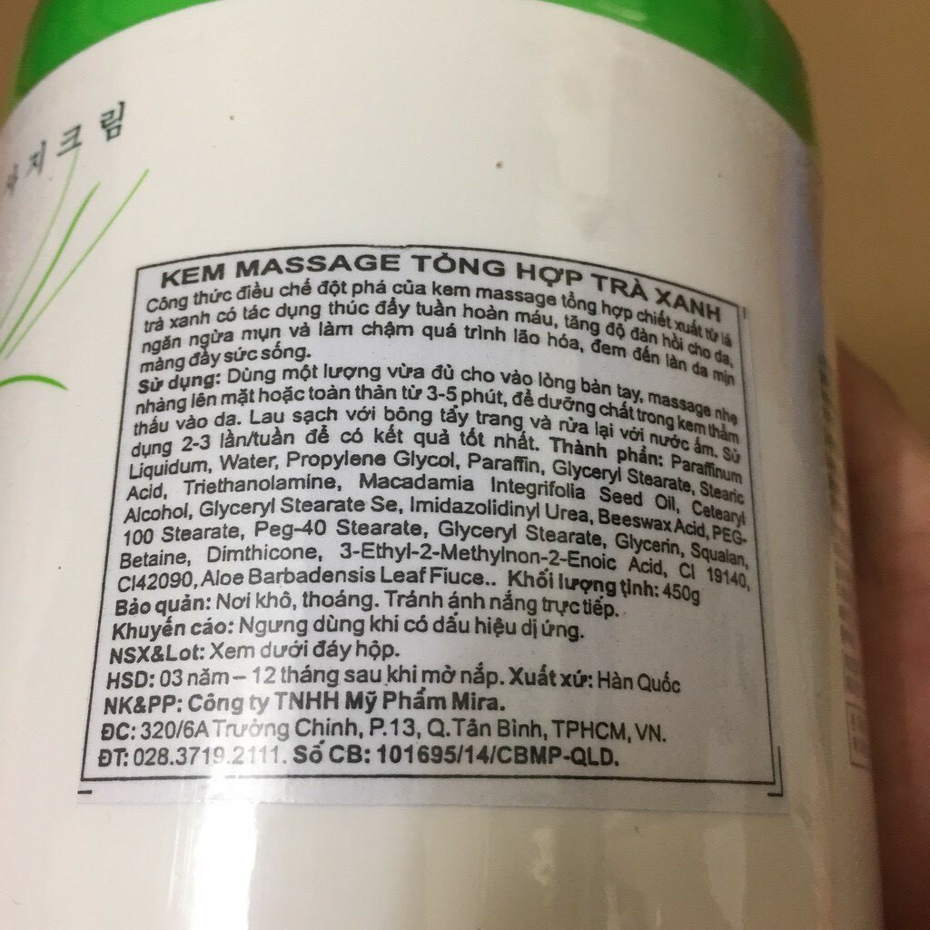 Kem massage mặt trà xanh green tea