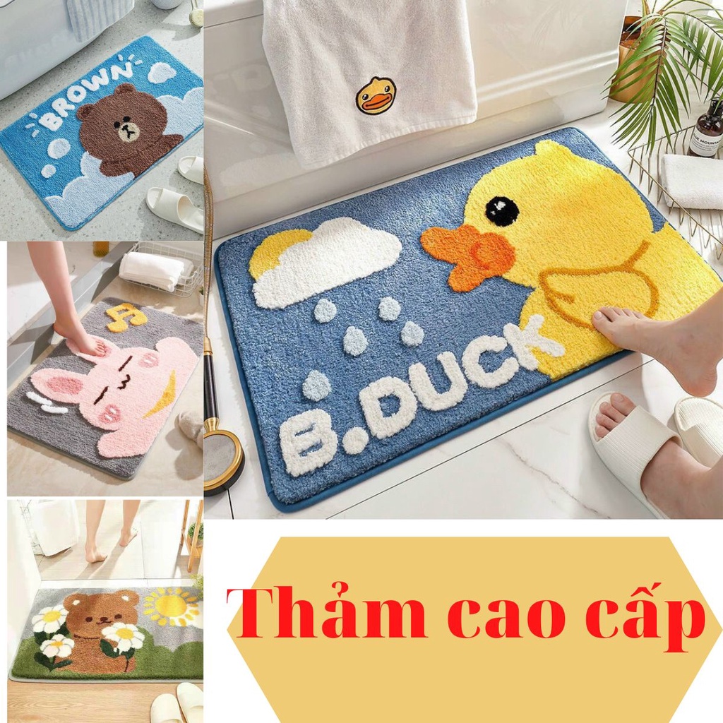 Thảm Lau Chân Lông Cừu, Thảm Chùi Chân Lông Xù 3D Hình Dễ Thương Thấm Hút Cực Tốt