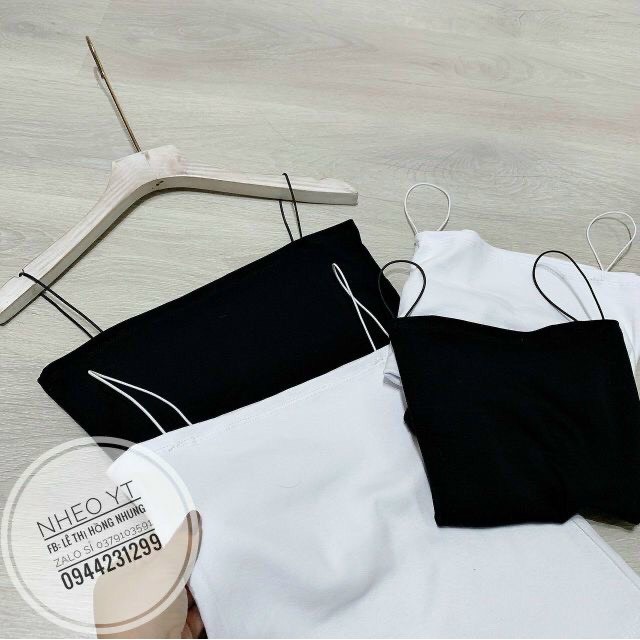 Áo 2 dây Bingshop sợi bún dáng quây vải zip co giãn freeship
