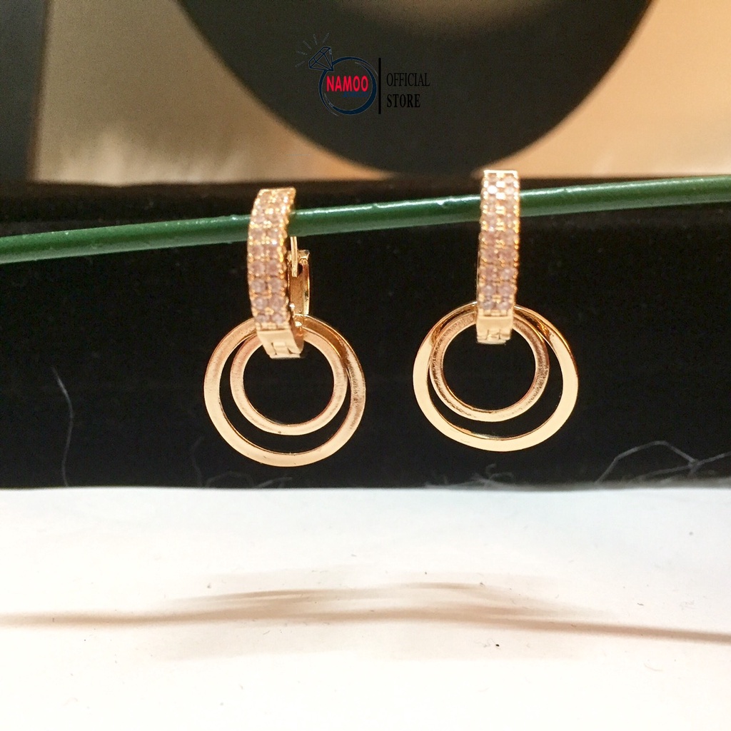 Khuyên Tai Nữ, khuyên Tròn Sát Tai Đính Đá T169 Namoo Jewelry