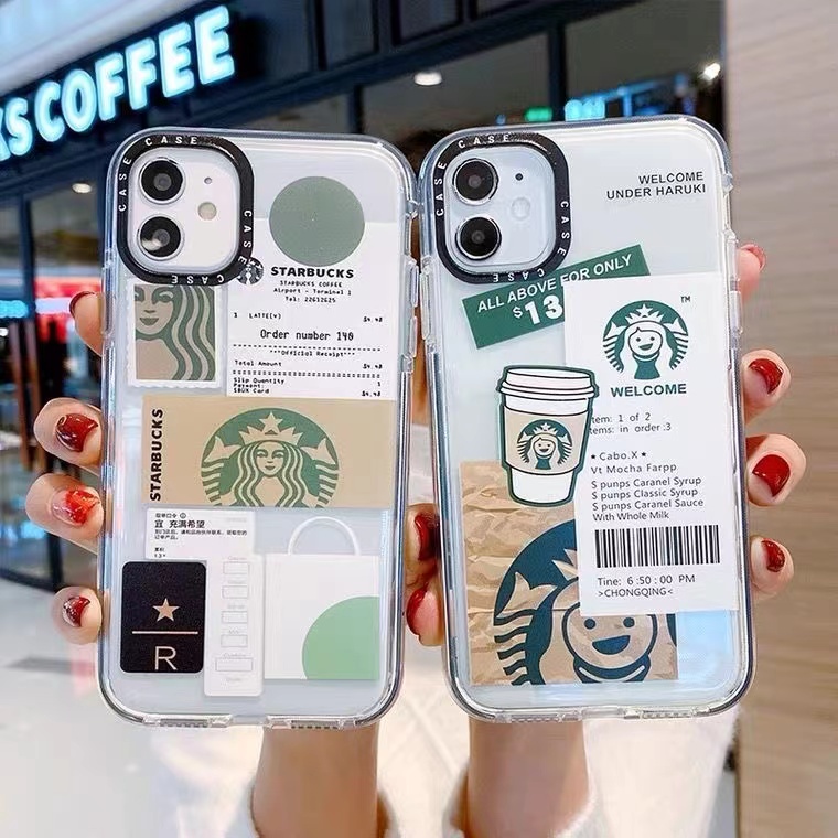 Ốp Điện Thoại Silicon Trong Suốt Họa Tiết Starbucks Thời Trang Chống Rơi Cho iPhone 14 13pro 12 11 / X / XS / 8