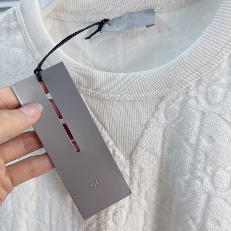 ⚡️[Mirror Quality] - Áo Tee DlOR Oblique Terry Cotton Jacquard T-Shirt Off White Relaxed Fit, Áo thun DlOR