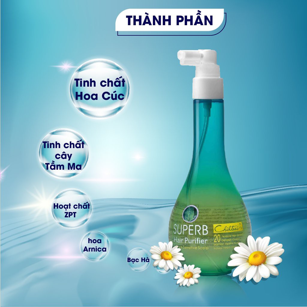 Tinh Dầu Làm Sạch Gàu Ngứa Chihtsai, Liệu Pháp Cho Da Đầu Chiết Xuất Từ Cúc La Mã No.20 Superb Hair Purifier 250ml F41