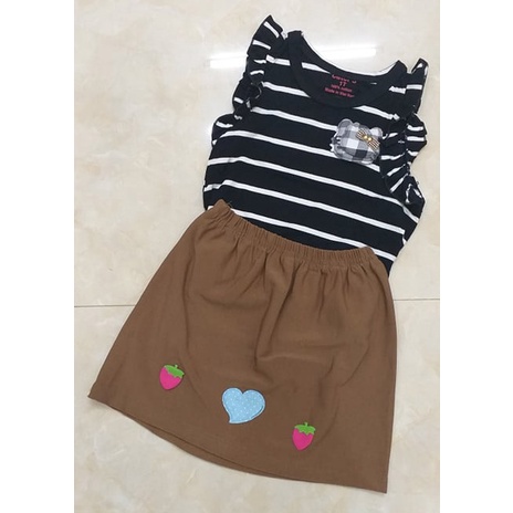 BG03-Set áo sọc + chân váy cho bé