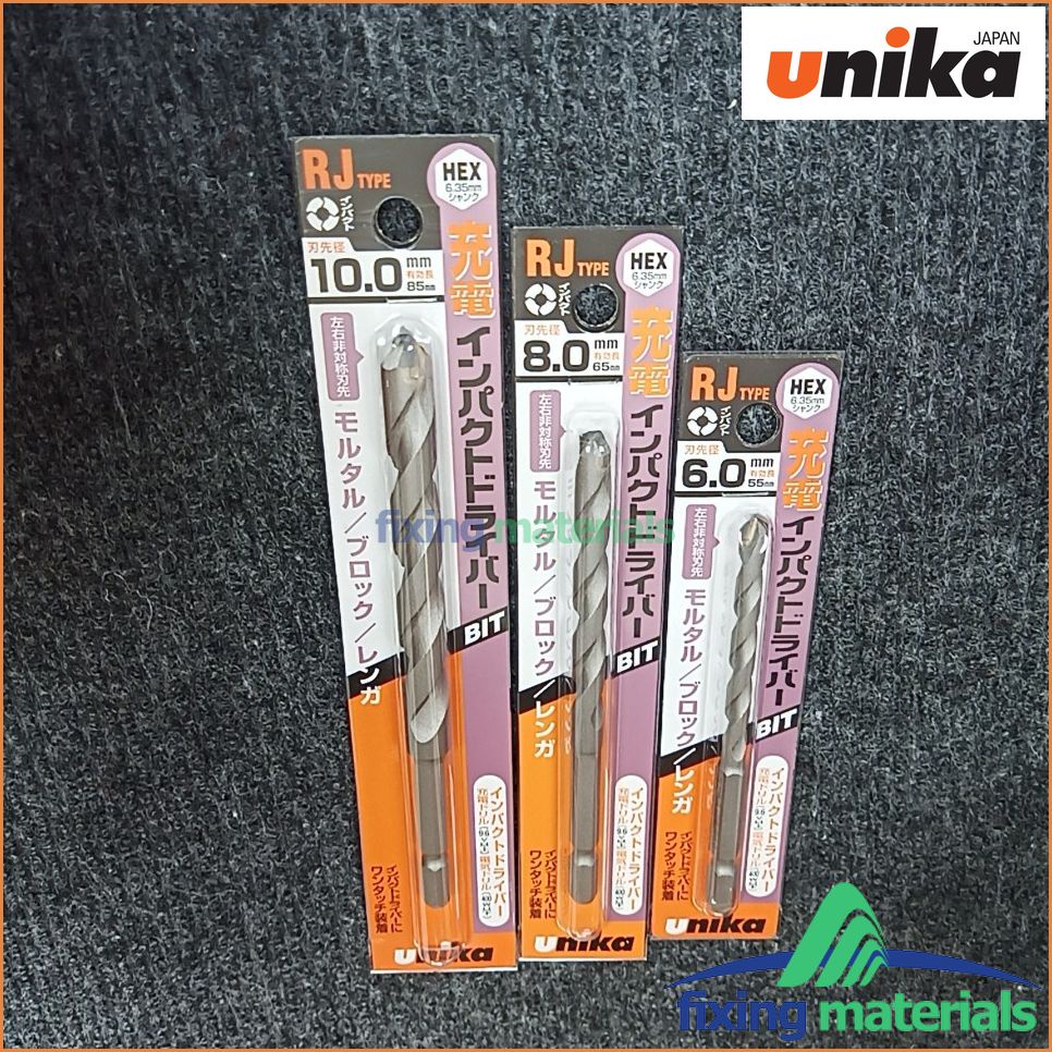 Set tùy chọn mũi khoan lục giác UNIKA mã RJ, các size 5-6-8-10