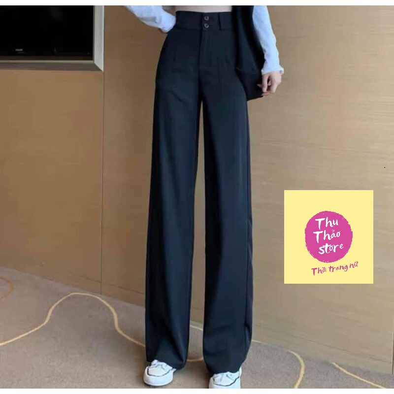 [Quần Ống Suông Culottes Dáng Dài Cạp Cao 7 Phân 2 Khuy ]-Vải Vitex Cao Cấp-Quần Dài 100cm va 95cm[SALE SỐC 3/3]M11