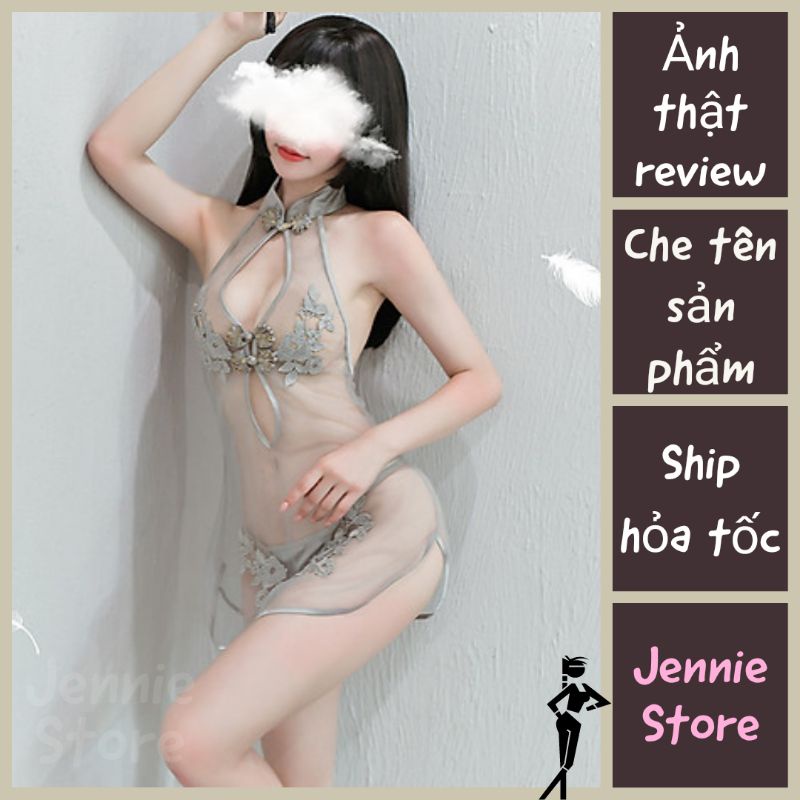 Cosplay sườn xám Trung Hoa hở lưng sexy - váy ngủ xuyên thấu cổ trang gợi cảm