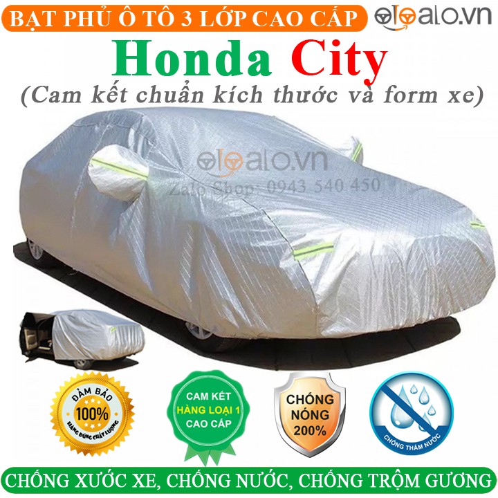 Bạt Phủ Ô Tô HONDA CITY Cao Cấp 3 Lớp Chống Nắng Nóng Chống Nước Chống xước | OTOALO