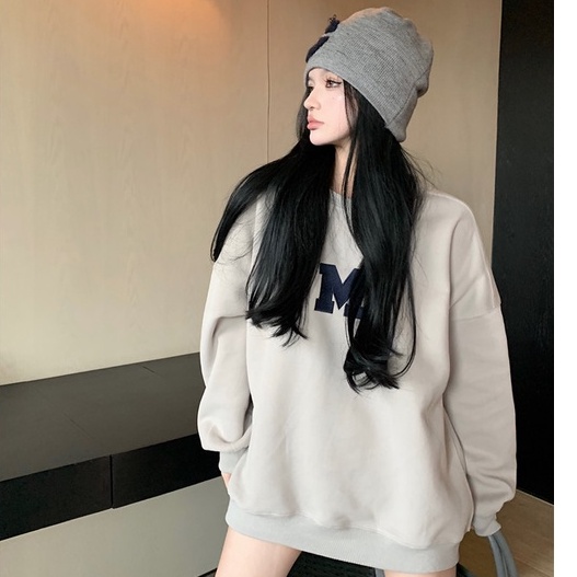Áo Nỉ Nữ Dài Tay Cổ Tròn Thời Trang Hàn