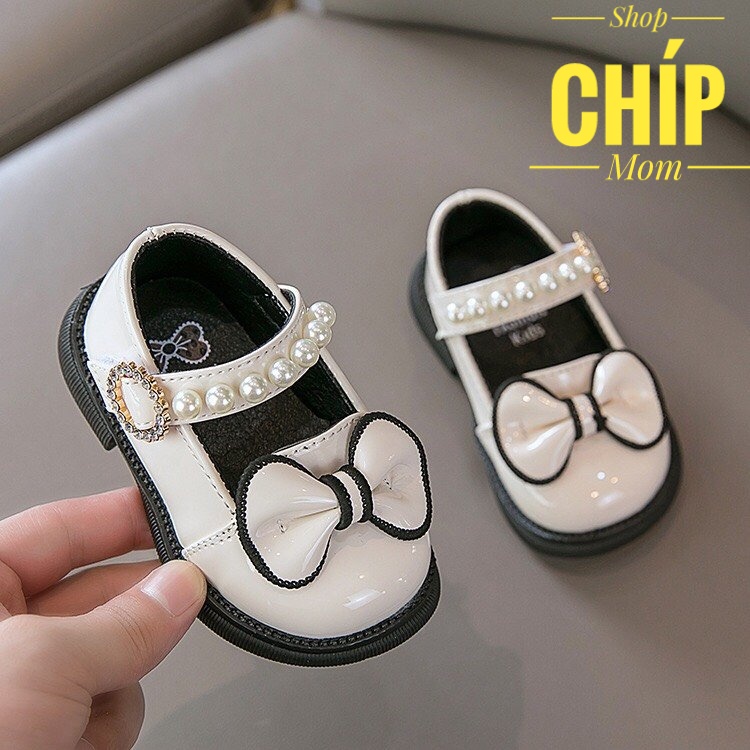 giày búp bê bé gái giày bệt cho bé da bóng  mềm  đính ngọc nơ nhỏ xinh xắn kiểu dáng hàn quốc thời trang thu đông K08A