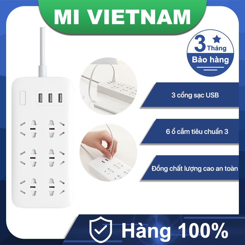 Ổ điện Xiaomi Mi Home Plug CXB6-1QM Charging 2A Fast Charging 6 Outlet with 3 USB Output Extension Socket Adapter