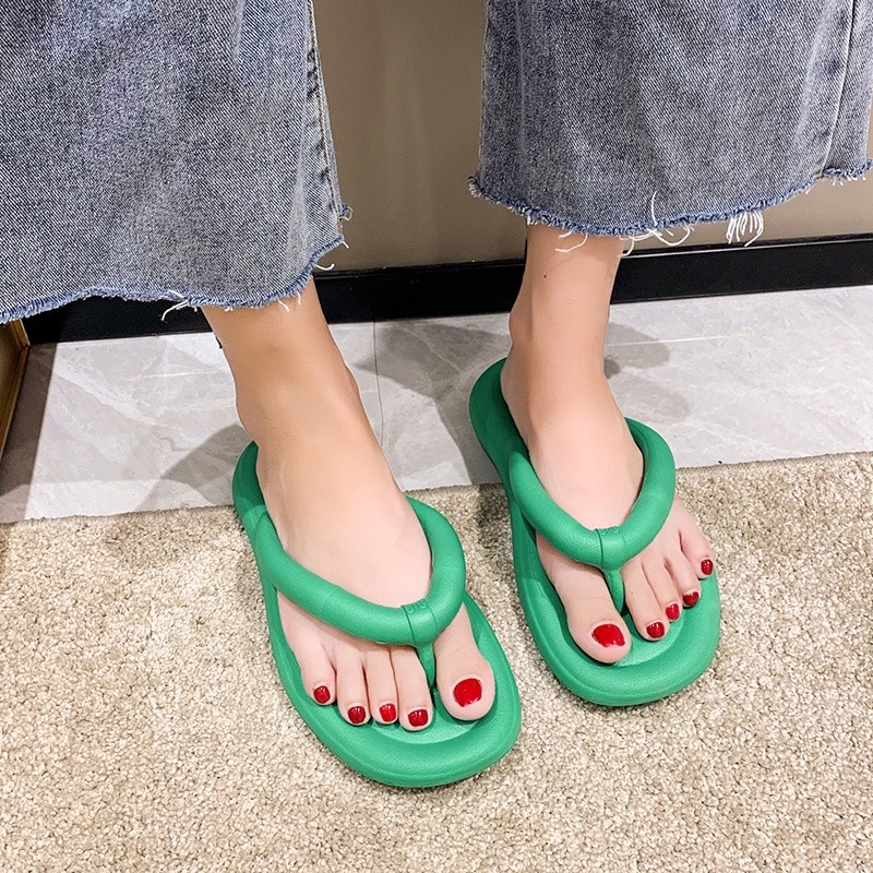 Dép Xỏ Ngón Đế Bằng Thời Trang Đi Biển Mùa Hè Cho Nữ Lật