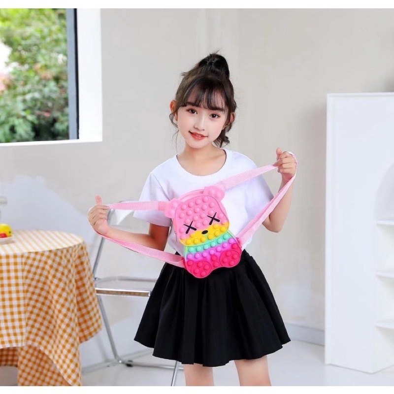 Balo gấu pop it cho bé đi chơi đựng đồ cute