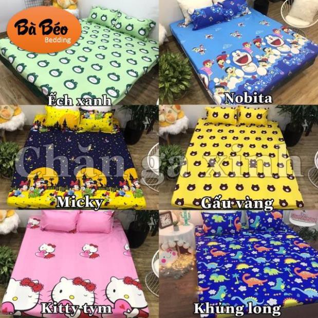 Bộ ga kèm đôi vỏ gối poly cotton siêu ngộ nghĩnh m6 hoặc m8