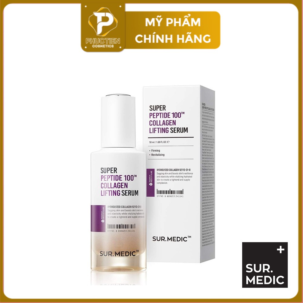 Tinh Chất Trẻ Hoá, Tái Tạo Da Sur.medic+ Super Peptide 100tm Collagen Lifting Serum 50ml