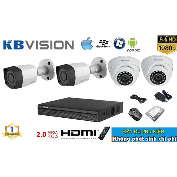 [Giá Sốc] [Bộ 9-16 2MP] Trọn bộ KBVISION Full HD 1080p  - Đầy đủ phụ kiện, Bảo hành 24 tháng|camera gia đình