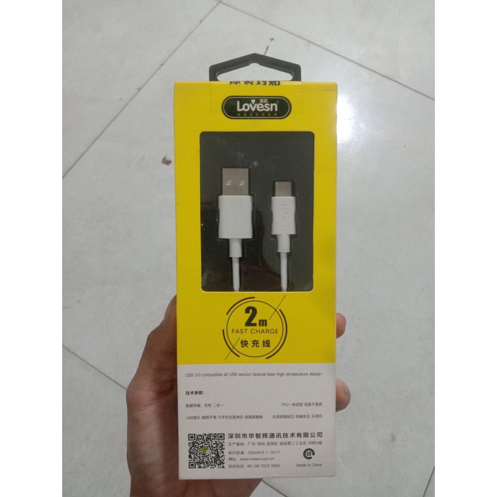 Cáp sạc điện thoại loves 2 m type C , 1 m Type C