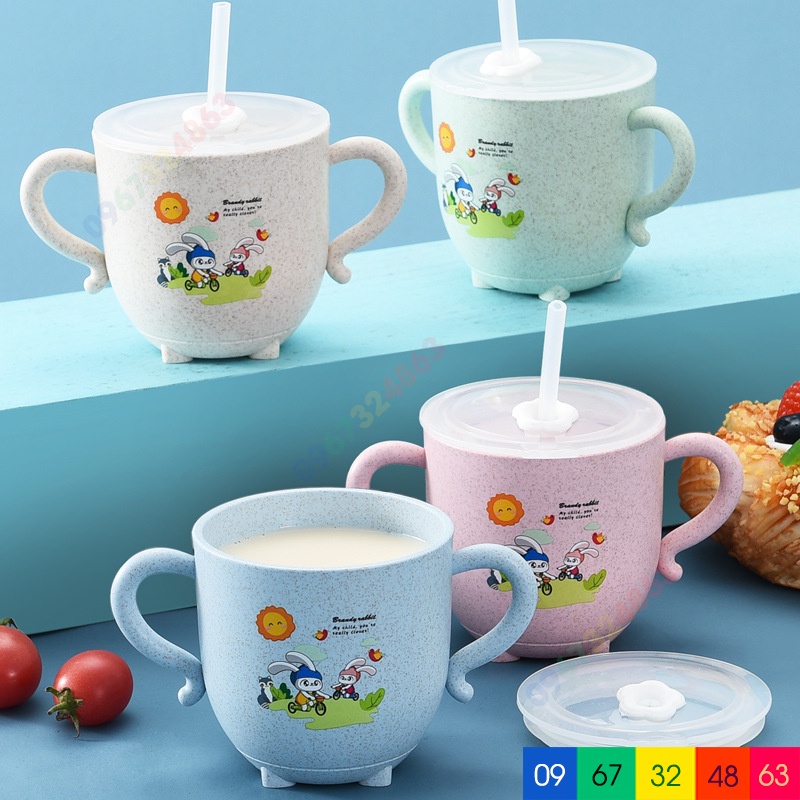 Cốc uống nước lúa mạch KÈM ỐNG HÚT cho bé
