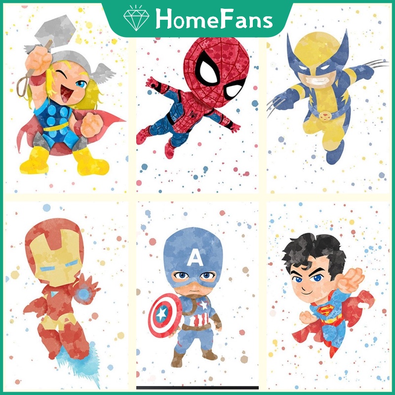 Tranh Đính Đá 30x40cm Kèm Phụ Kiện Tự Làm Hình Siêu Anh Hùng Xinh Xắn