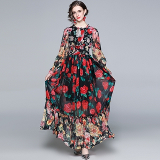 Đầm Maxi Dự Tiệc Phong Cách Retro Thanh Lịch