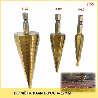 Bộ 3 mũi khoan tháp cỡ lơn HSS