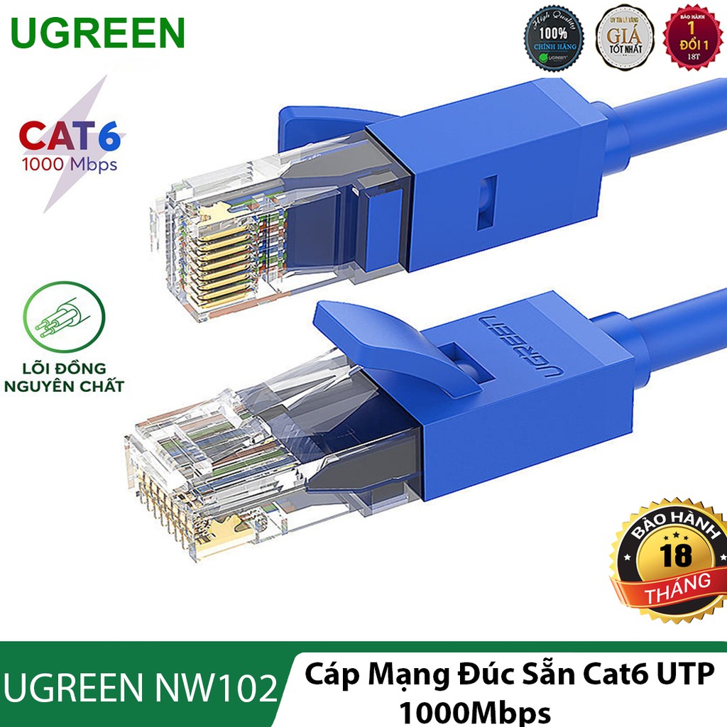 Dây cáp mạng đúc sẵn Cat6 UTP dây tròn dài 100M cao cấp hỗ trợ tốc độ cao lên đến 1000Mbps