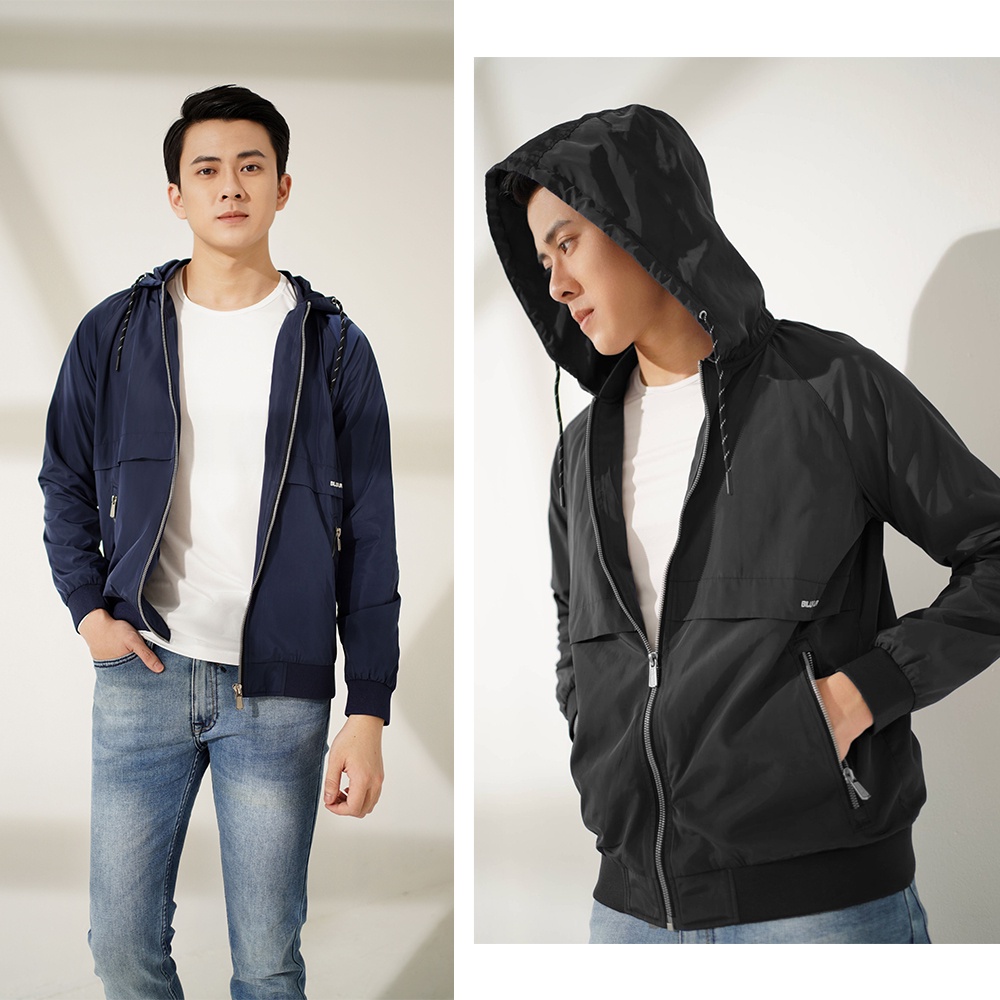 Áo khoác nam Biluxury gió 2 lớp có mũ Polyester chống nước nhẹ giữ nhiệt tốt 5AG2T004