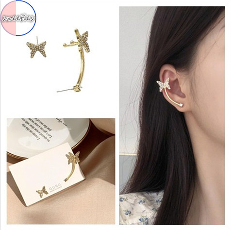 Hoa tai thiết kế hình bướm đính đá lấp lánh phong cách Hàn Quốc sành điệu