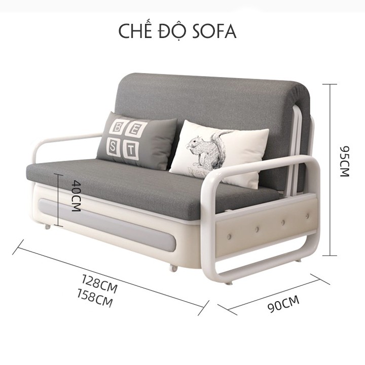 Giường Sofa Đa Năng, Giường Sofa Gấp Gọn Thành Ghế Size 150cm