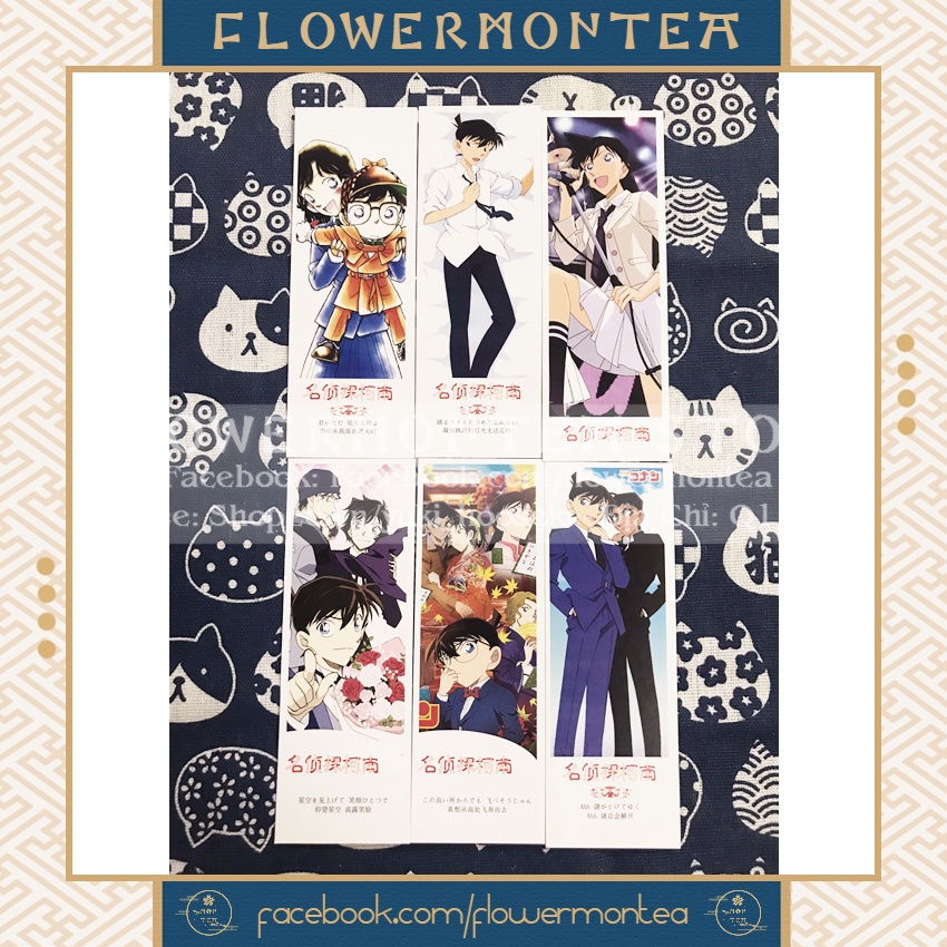 Set 6 Thẻ Đánh Dấu Sách | Bookmark Giấy - Detective Conan | Thám Tử Lừng Danh Conan