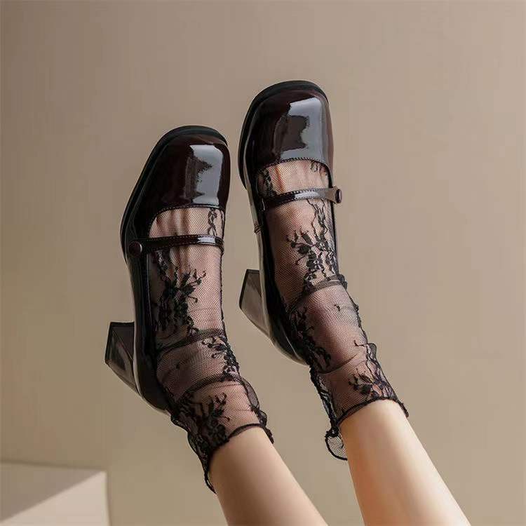 2022 mùa xuân mới của Pháp retro sô cô la bằng sáng chế da giày cao gót của phụ nữ thiết kế thích hợp của phụ nữ Mary Ja