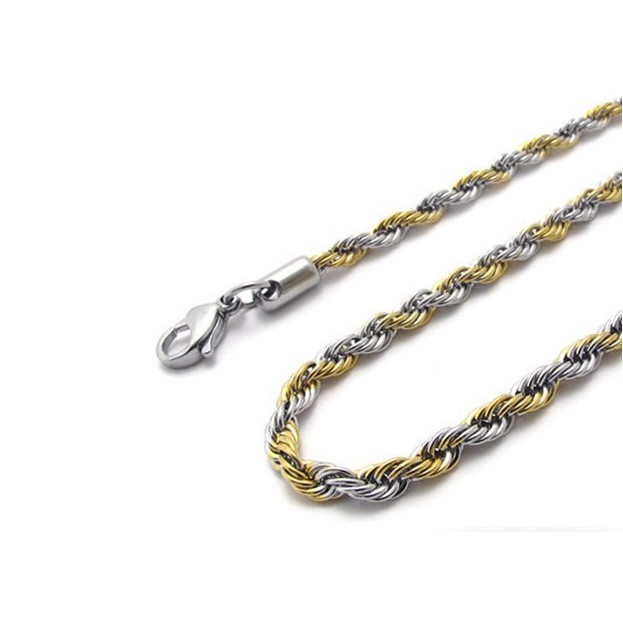 DÂY CHUYỀN NAM INOX KIỂU BUỘC TÀU TRẮNG VÀNG đẹp, không đen