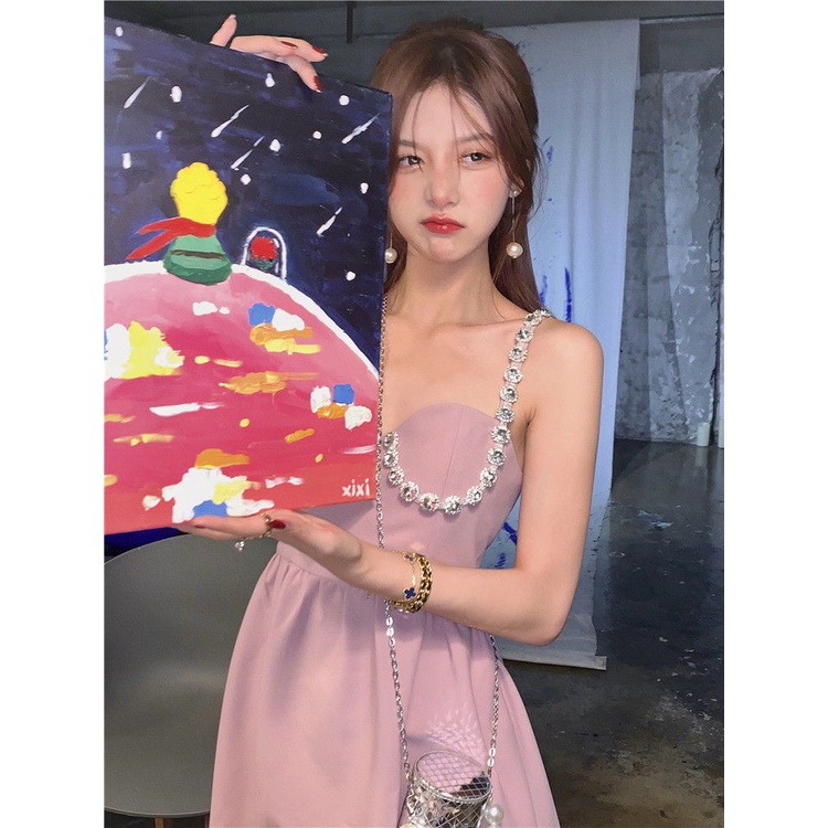 Đầm hai dây ôm eo thời trang mùa thu sang trọng dành cho nữ 2021