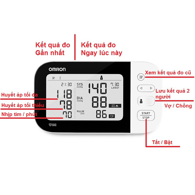 [CHÍNH HÃNG] Máy ĐO HUYẾT ÁP BẮP TAY TỰ ĐỘNG Omron Hem 7361T Có Cảnh Báo Đột Quỵ, Đo Chính Xác Nhịp Tim, Huyết Áp
