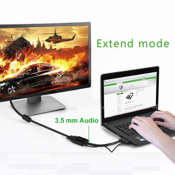 Cáp chuyển HDMI to VGA + Audio 3.5mm & Micro-USB Ugreen 40248 (màu đen)