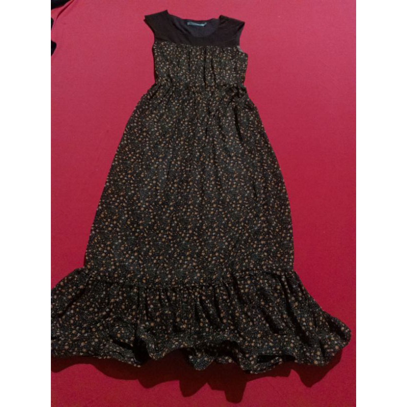 đầm voan hoa nhí dáng dài xòe đuôi cá siêu đẹp hàng secondhand Size S