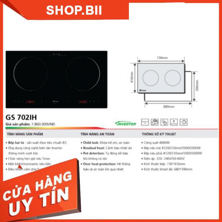 Bếp Từ Grasso GS-702IH Bếp Từ Đôi Giá Rẻ Được Nhập Khẩu Chính Hãng Bảo hành 24 Tháng Siêu Bền Hỗ Trợ Lắp Đặt Tại Hà Nội.